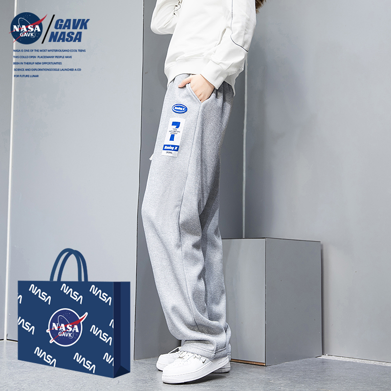 NASA GAVK春秋季衛褲男潮牌寬松直筒褲休閑褲子情侶運動闊腿褲女_gavk旗艦店_男裝