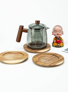 实木茶杯垫家用茶具茶杯木托厂家直供创意圆形隔热垫功夫茶道杯托