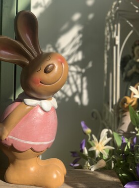 兔子可爱风入户阳台布置造景摆件