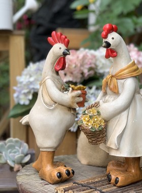 仿真鸡复古风杂货民宿院子摆件