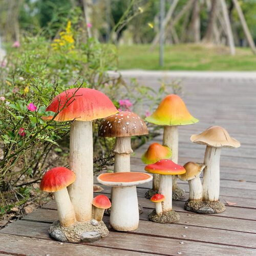 花园别墅园林户外树脂蘑菇草坪装饰品庭院田园景观工艺园艺杂摆件 - 图0