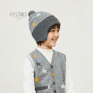 erdosKIDS 鄂尔多斯25秋冬新品童装男女童保暖纯羊绒帽子围巾手套