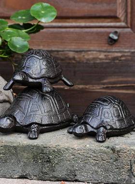 北欧轻奢铸铁乌龟刺猬蜗牛松果青蛙钥匙盒烟灰缸摆件家居桌面钥匙