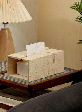 现代高档轻奢简约风纸巾盒-样板间客厅桌面玄关抽纸盒树脂摆件