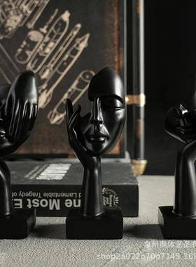 北欧艺术女士脸谱摆件玄关酒柜电视柜装饰品办公室轻奢高档工艺品