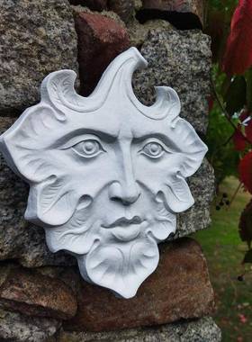 新品独立站树叶人脸欧式复古雕像树脂工艺品轻奢家居装饰