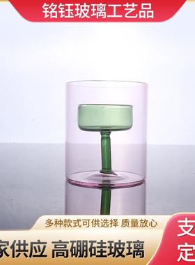 创意玻璃烛台 简约欧式蜡烛灯座婚庆装饰摆件工艺品浪漫礼物