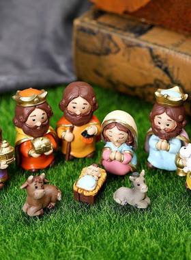 圣诞节日礼物卡通诞生马槽组场景摆件人物雕像家居装饰工艺品