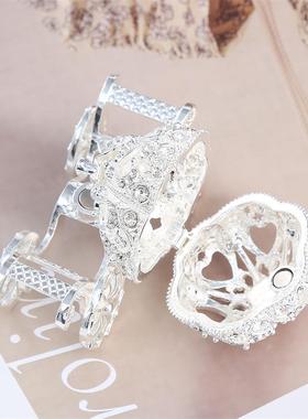 欧式银白色南瓜车家居摆饰创意装饰品珐琅彩电镀金属工艺品摆件