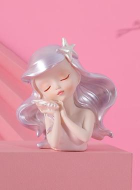 海洋女孩系列可爱精致小摆件 树脂汽车蛋糕烘焙装饰女生生日礼物