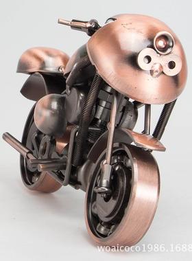 供应创意结婚礼物手工仿古铁艺中号摩托车模型创意结婚