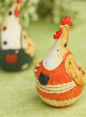 情侣公鸡家居创意摆件客厅卧室电视柜树脂摆设手工绘画复活节饰品