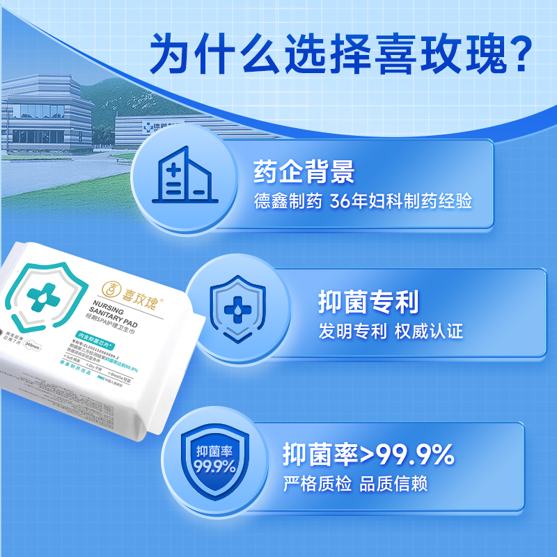 【拍3！第3套0元】喜玫瑰抑菌卫生巾245日用6包量贩透气纯棉医用