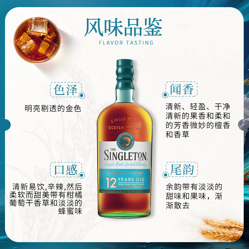 Singleton苏格登12年 700ML苏格兰达夫镇单一麦芽威士忌洋酒进口-图1