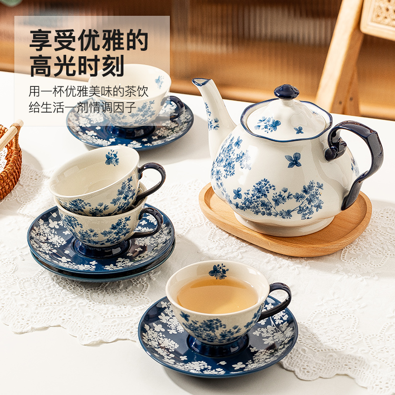 高颜值陶瓷咖啡杯碟套装复古精致下午茶杯茶壶组合茶具伴手礼礼盒 - 图3