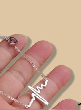 百搭韩版创意精致心跳设计感时尚项链心电图短款高级感简约女学生