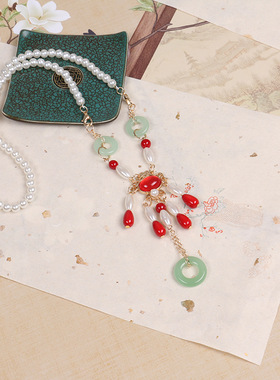 汉服软璎珞项圈明制立领长项链平安扣宋制百搭复古吊坠流苏仿珍珠