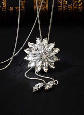 韩版秋冬雪花毛衣链长款百搭流苏项链女士毛衣挂件项链装饰挂件