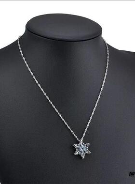 蓝色公主雪花项链水晶仿宝石首饰儿童女童爱沙女孩礼盒礼物冬天