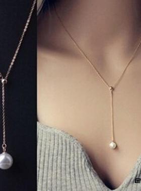 DIY珍珠配件新款铜细链条简约格调Y字项链空托精美百搭