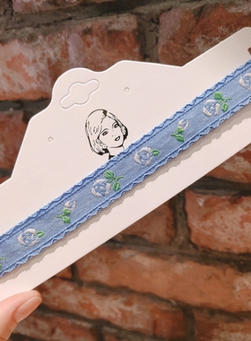 蓝色复古超仙项链锁骨链 ins玫瑰布艺甜美choker短款颈链脖子配饰