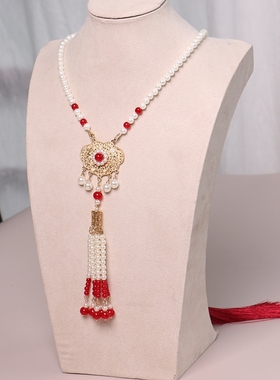 配唐装唐风儿童古装新年过年串珠吊坠挂件汉服明制汉服颈饰品红色