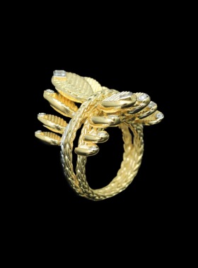 925银镀金戒指高碳钻卡家双排咖啡豆热卖珠宝百搭首饰女生戒指