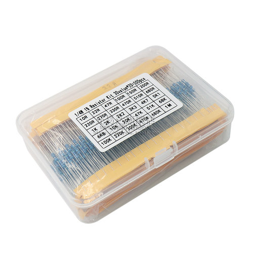 盒装1/4w金属膜电阻包 精度1% 30种常用直插五色环电阻包 共600只 - 图0