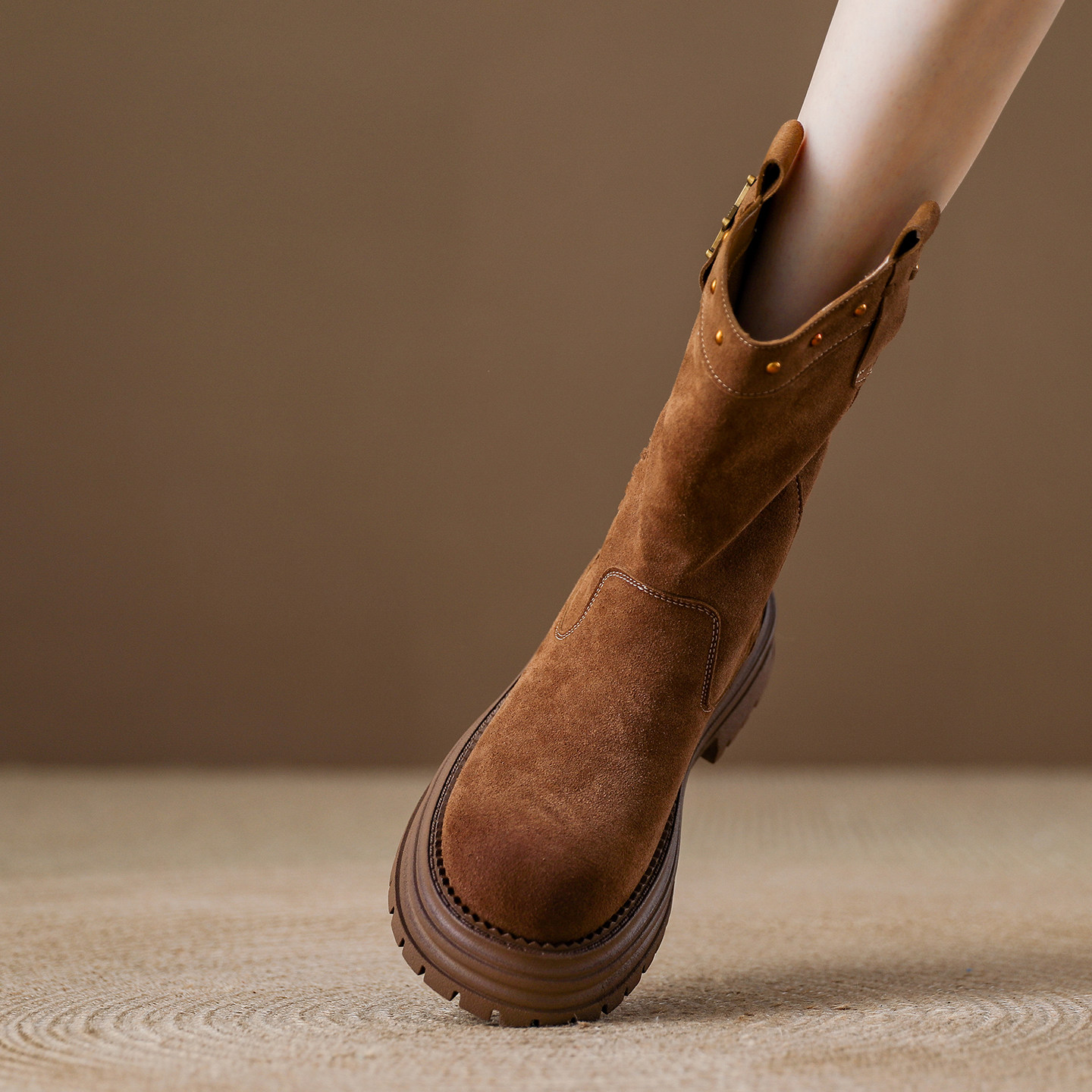 复古西部牛仔靴女2025冬季新款厚底增高软底马丁靴中筒工装短靴子,淘宝优惠券,粉丝福利购,淘宝优惠卷