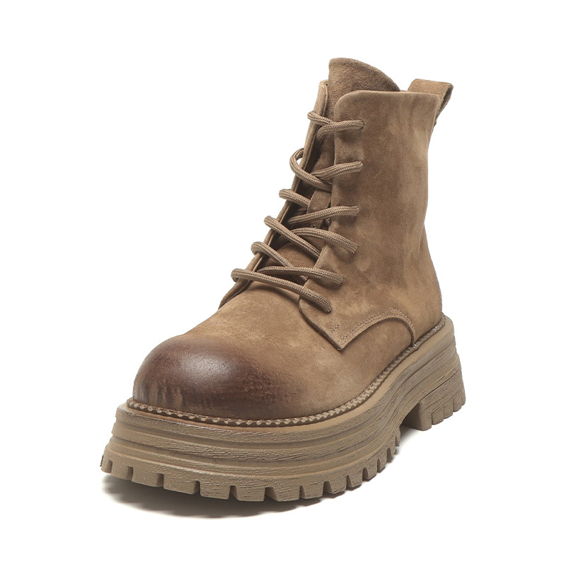 松糕厚底增高洋气显瘦磨砂皮马丁靴女款2025年女士复古英伦风短靴,淘宝优惠券,粉丝福利购,淘宝优惠卷