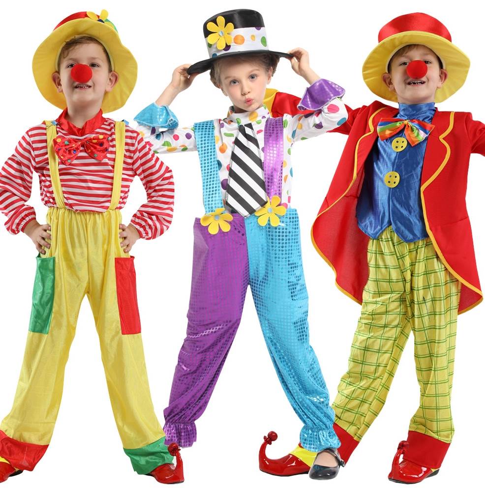 六一儿童节小丑衣服面具 男女童小丑头饰小洋装cosplay化妆舞会服