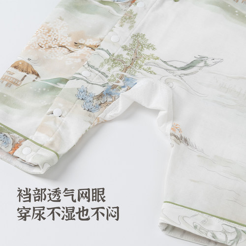 【清仓】龙宝宝连体衣夏季长袖空调服竹纤维透气婴儿薄款哈衣礼服 - 图1