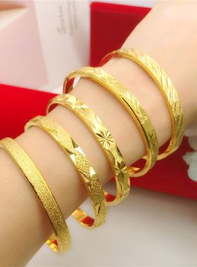 越南沙金流星雨手镯女款铜镀黄金色时尚流行卡扣镯子久不掉色手环