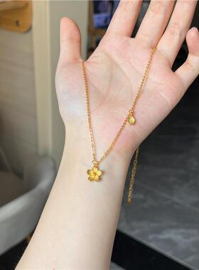 【很多星星】樱花黄金色项链沙金时尚简约锁骨链颈链不掉色高级感