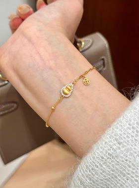 谷岚「福禄连绵」沙金拉丝葫芦吊坠手链女招财转运秋冬手饰2025