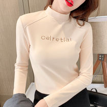 Single piece two-and-a-half height collar double decede warm beating undershirt woman 2020 autumn winter new body 100 lap long sleeve T-shirt