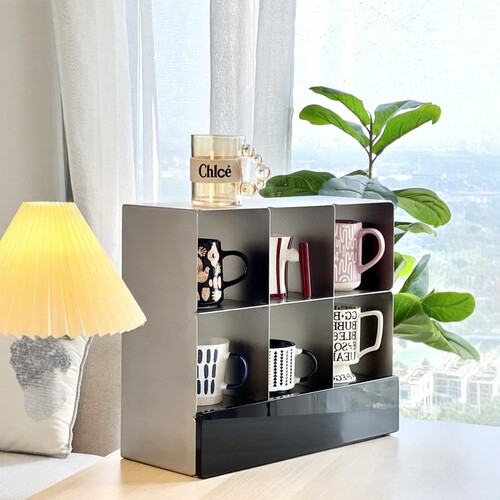 稍安物造 咖啡杯子收纳展示架水吧无指纹不锈钢浴卧室化妆品香水 - 图1