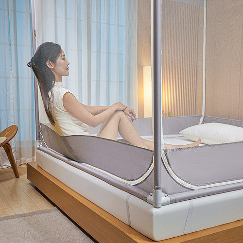 新型防摔蚊帐全底婴儿防止掉床全包型1米5床150x190家用a类母婴级 - 图3