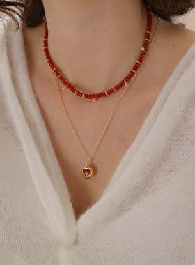 ARSIS印记系列红色毛衣链项链