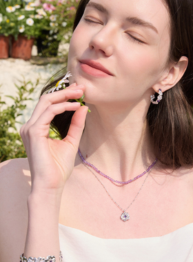 ARSIS繁花双层紫水晶吊坠链