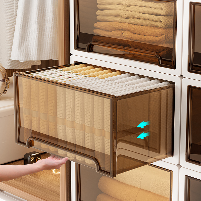 【展会专属】抽屉式收纳透明储物柜家用衣服整理柜衣物裤子加厚 - 图0