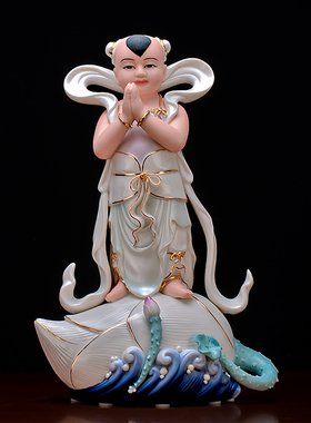 非遗德化瓷化瓷陶瓷金童玉女佛像