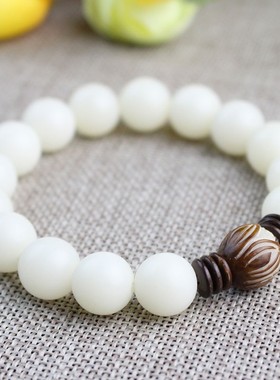 极速厂家直销白菩提根手串白w玉菩提子莲花佛珠手链男女小饰品礼