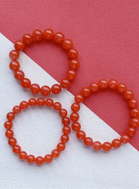 极速天然原矿南红玛瑙手链川料樱桃红冰红单圈手串W男女款红色本