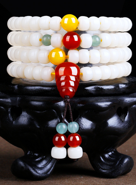 极速菩提根手串白玉菩提子t高密顺白108颗文玩男女佛珠项链情侣手