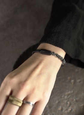 极速复古手工檀木黑发晶设u计学生手串男潮 个性百搭手链女款情侣