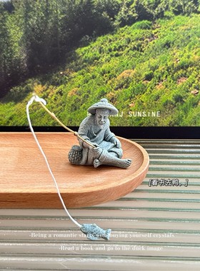 新品无聊了 看l看渔翁钓鱼小老头 钓鱼 微观造景装饰摆件礼物