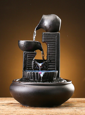 极速流水摆件陶瓷客厅办公t室简约小循环水景创意招财猫饮水器家