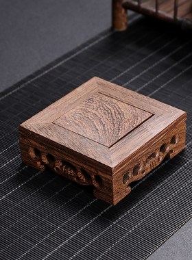 极速木雕刻e工艺品鸡翅木摆件黑檀底座实木托架长方形佛像倒流香