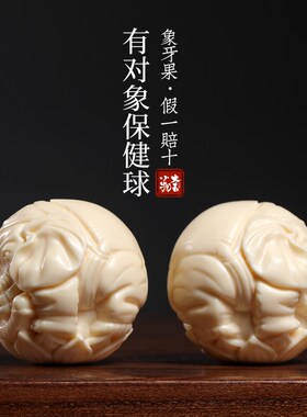 新品象牙果有对象保健球手工实木雕刻乖萌L可爱大象圆球文玩手把